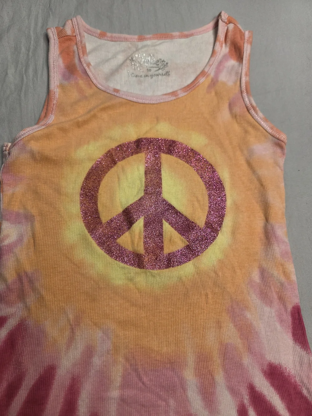 Tie Dye Peace Sign Ribbed Tank